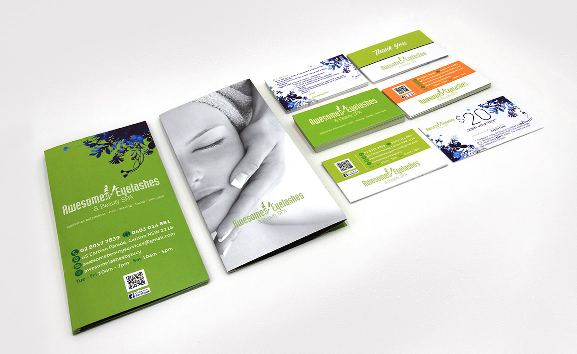 Awesome Eyelashes & Beauty SPA marketing materials design by FOX DESIGN Sydney