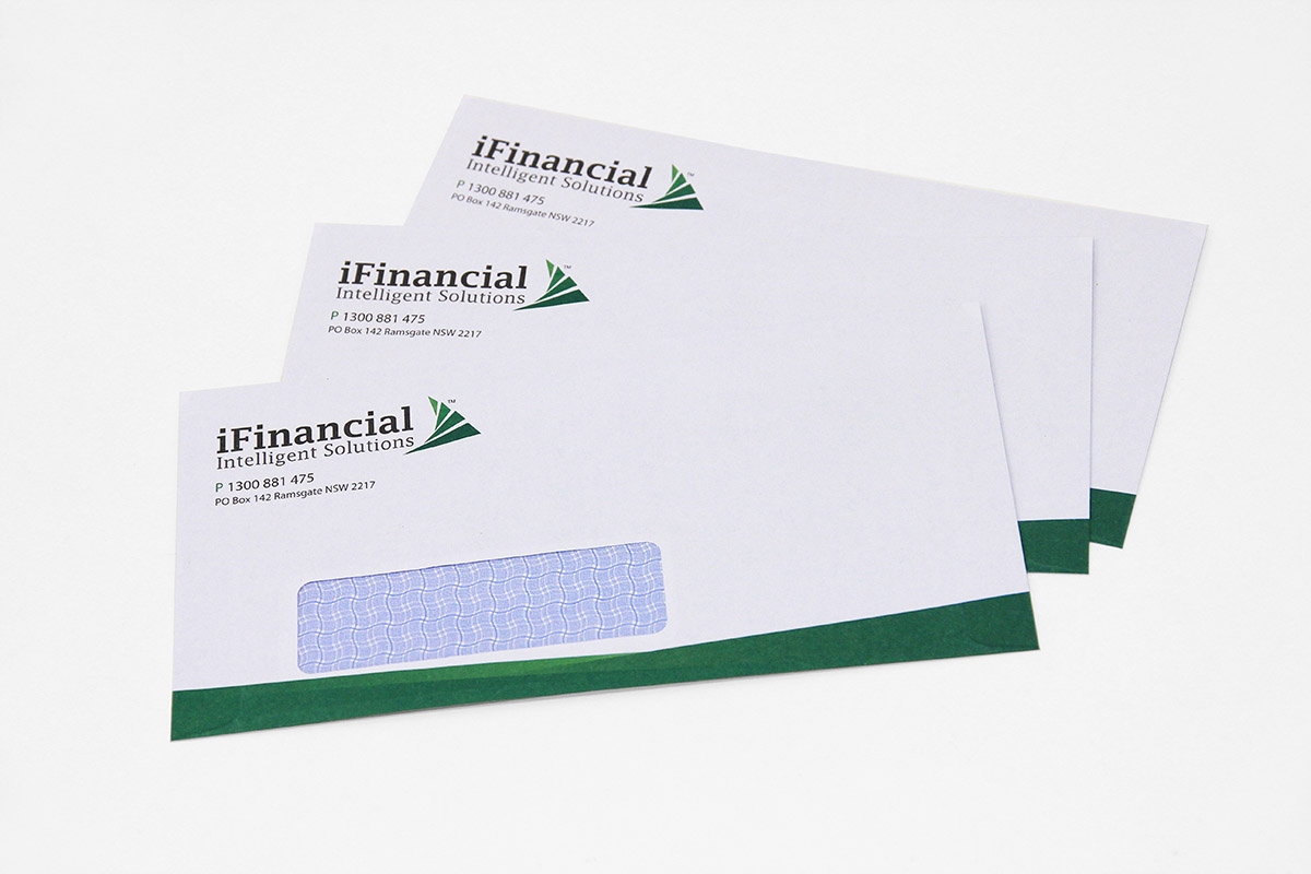iFinancial envelope design and print by FOX DESIGN Sydney