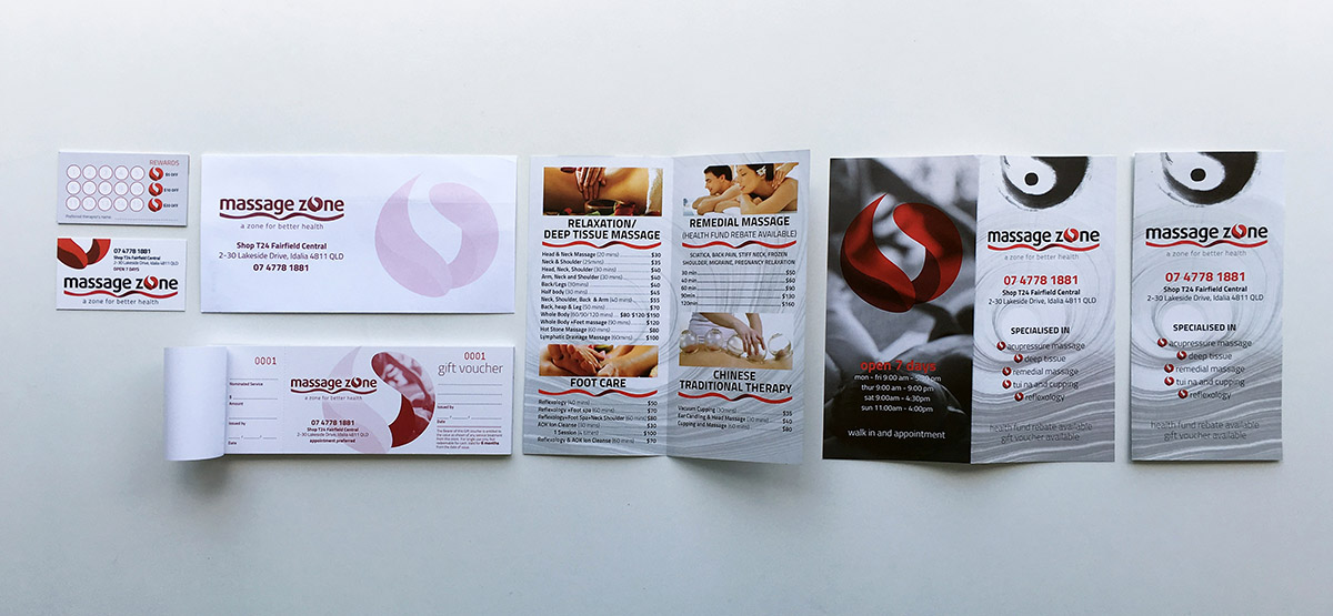 branding and printing service Massage Zone by FOX DESIGN  