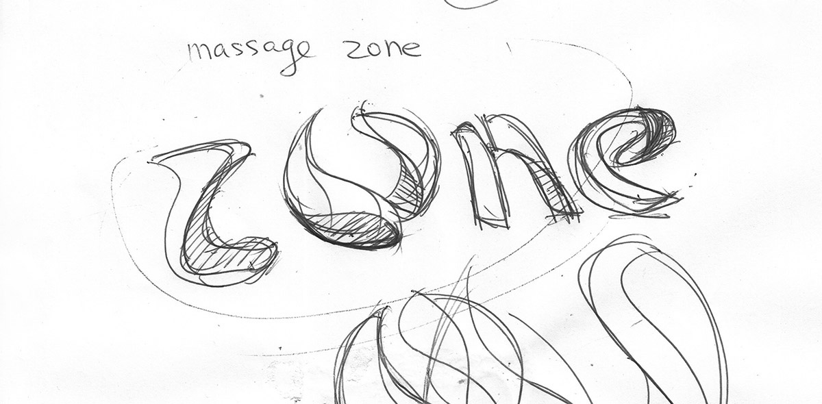 initial logo design sketch for Massage Zone by FOX DESIGN  