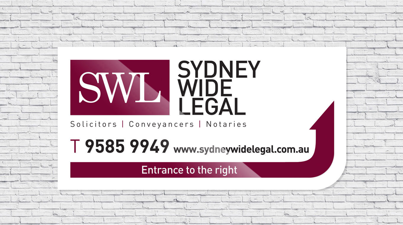 Sydney Wide Legal wall sign board design